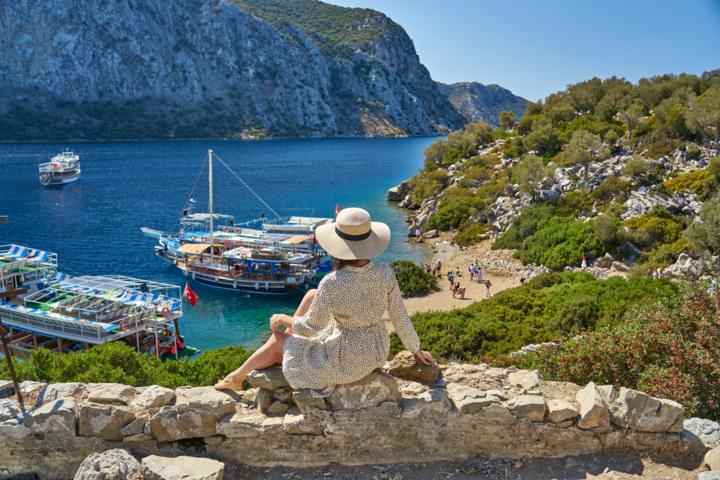 Blick auf eine Bucht in Bodrum