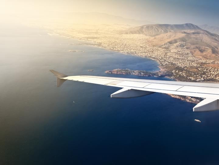 Flugzeug Landeanflug auf Athen