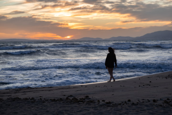 Platja de Palma am Abend bei Sonnenuntergang