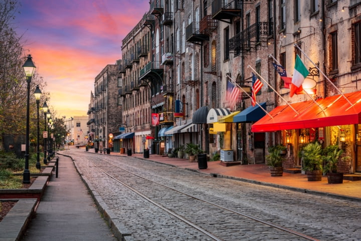 Straße in Savannah, Georgia