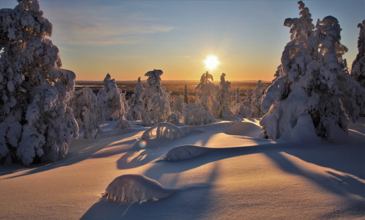 Verschneite Landschaft im Pyhä-Luosto Nationalpark
