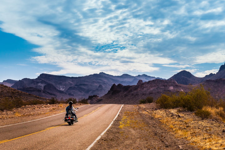 Motorradfahrer auf der Route 66